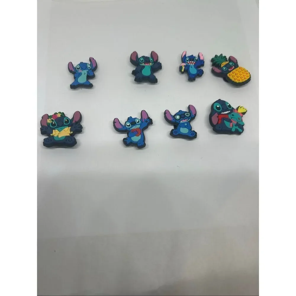 Lot of 8 Stitch Shoe Charms – Cute Character Accessories for Clogs 💙🌺🍍
